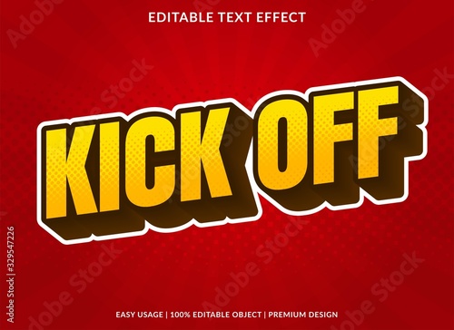 kick off text effect template with 3d style and bold font concept use for brand label and logotype sticker