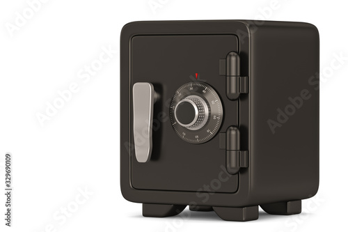 Black safe box isolated on white background. 3D illustration.
