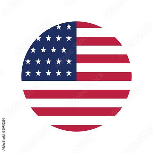American flag of the United States in a Circle, Simple vector button United State of America (USA) flag. Vector illustration.