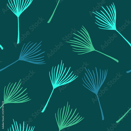 Trendy Tropical Vector Seamless Pattern. Chic Summer Fabrics. Dandelion Banana Leaves Monstera Feather 