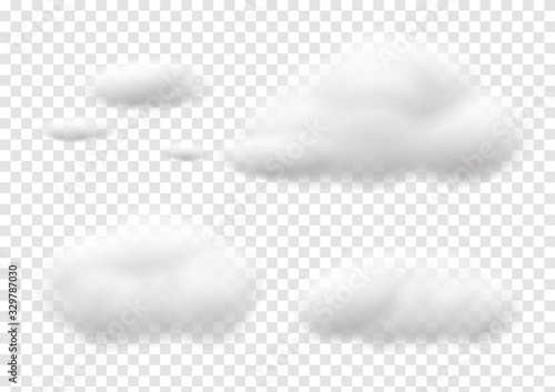 Realistic white cloud vectors isolated on transparency background, Fluffy cubes like white cotton wool ep28