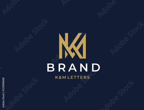 MK or KM. Monogram of Two letters K&W or M&K. Luxury, simple, minimal and elegant MK, KM logo design. Vector illustration template.