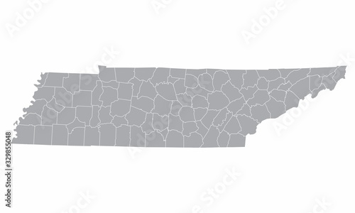 The Tennessee counties map isolated on white background