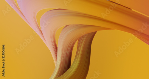 Abstract colorful orange and pink pastel swirl, natural curve art background. Curved and wavy pattern with Candy texture and subsurface scattering. 3D render
