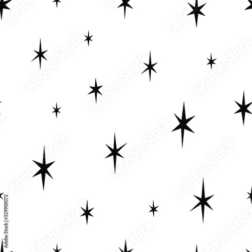 Vector seamless pattern with small black stars. Starry sky background. Design template for wallpaper,wrapping, textile.