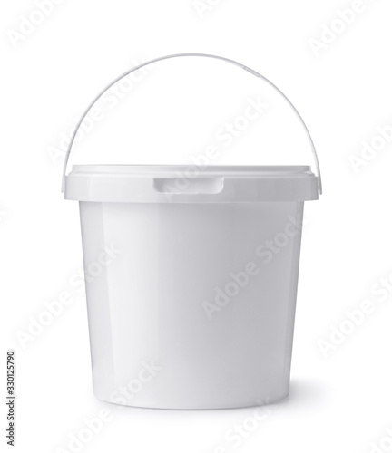 White plastic food bucket