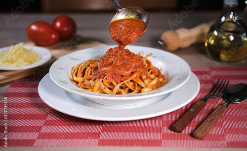 spaghetti with tomato sauce pomodoro paste