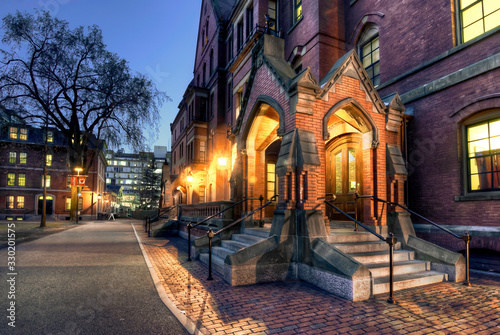 Outside in Harvard Yard at Sunset in Cambridge Massachusetts