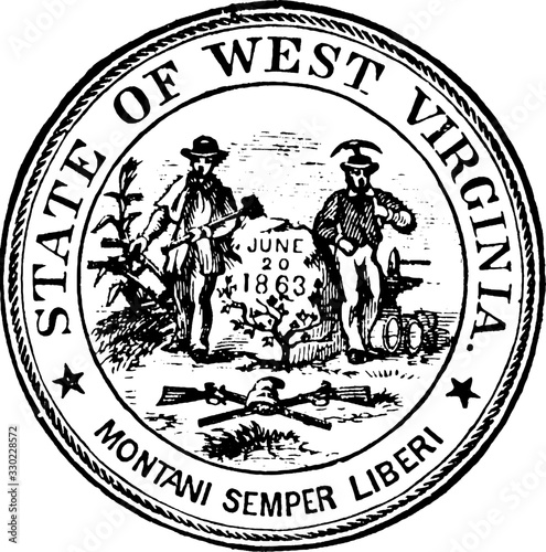 Seal of the state of West Virginia, 1904, vintage illustration