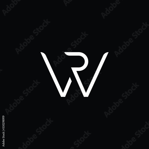  Minimal elegant monogram art logo. Outstanding professional trendy awesome artistic WR RW initial based Alphabet icon logo. Premium Business logo White color on black background