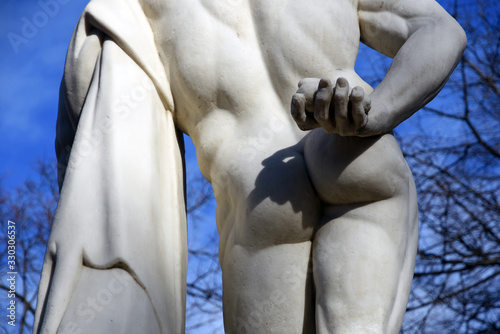 Sculpture of Hercules Farnese in Alexanders Garden in historic city center of Saint-Petersburg, Russia. Popular landmark.