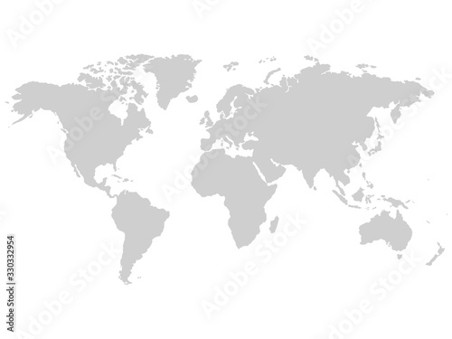 Gray vector world map, Earth illustration isolated on white background.