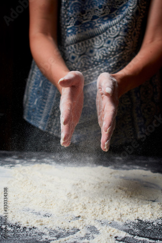 Baker prepares homemade cakes. Professional Female cook