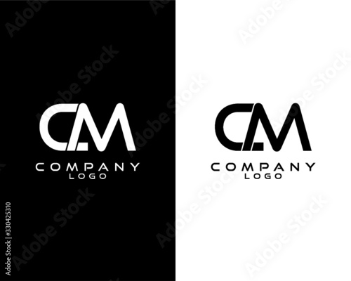 CM, MC modern logo design with white and black color that can be used for business company.