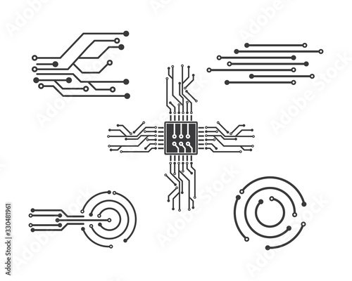 circuit board line,cpu,chip icon logo illustration vector