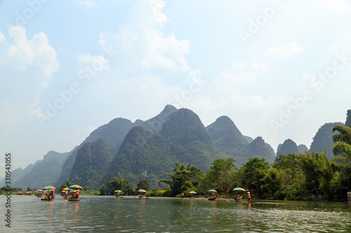 River rafting in the Yangshuo Mountains