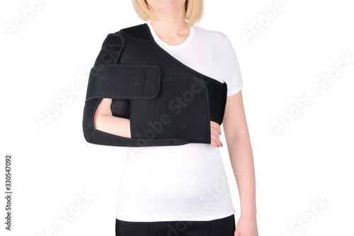 Shoulder Joint Brace. Bandage on the shoulder joint (scarf) with additional fixation. Deso's Handwrap. Supports & Immobilizers. Orthopedic medical Braces. Shoulder injury.