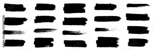 Black set paint, ink brush, brush strokes, brushes, lines, frames, box, grungy. Grungy brushes collection. Brush stroke paint boxes on white background - stock vector.