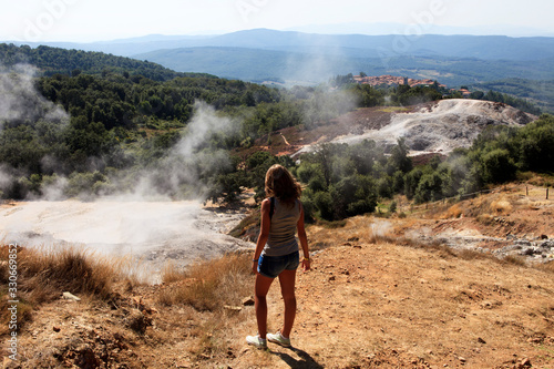 Monterotondo marittimo (GR), Italy - June 25, 2017: Biancane park and the geothermal area al Monterotondo Marittimo, Grosseto, Tuscany, Italy