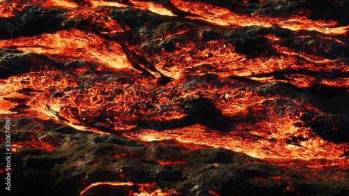 lava field, hot magma flow, molten landscape