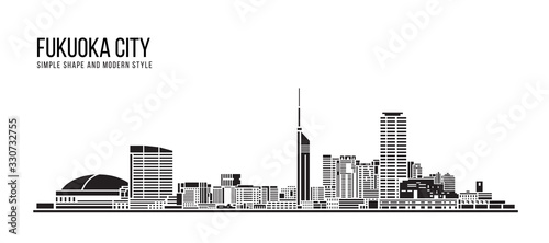 Cityscape Building Abstract Simple shape and modern style art Vector design - Fukuoka city