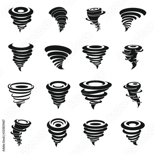 Tornado icons set. Simple set of tornado vector icons for web design on white background