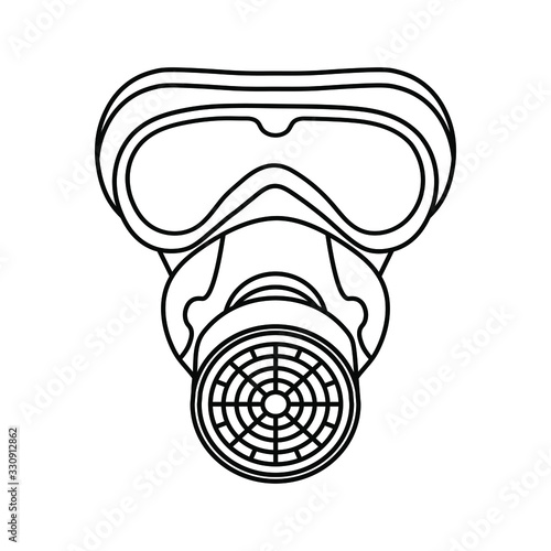 Vector linear Safety breathing mask illustration on white background