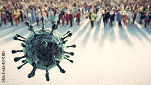People defend from virus, coronavirus. Cells attacking causing pandemic