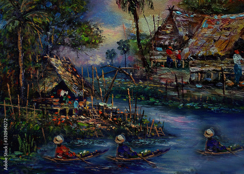 Art painting Oil color northeast Thailand Countryside