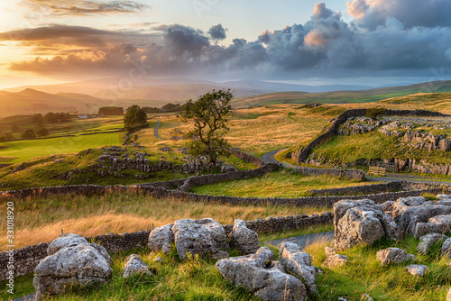 A beautiful sunset over the Yorkshire Dales National Park