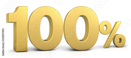 Golden 100 Percent Off Discount Sign, Special Offer 100% Off Discount Tag, Save On 100% Icon, Golden Sale Symbol, Gold Sale hundred Percent, 3d render