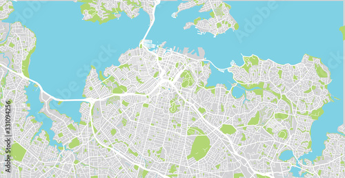 Urban vector city map of Auckland, New Zealand