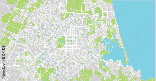 Urban vector city map of Christchurch, New Zealand