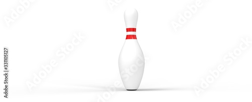 Render de pinos de Bowling. Ilustración de pinos en linea con colores realistas. Fondo minimalista, pinos de boliche.