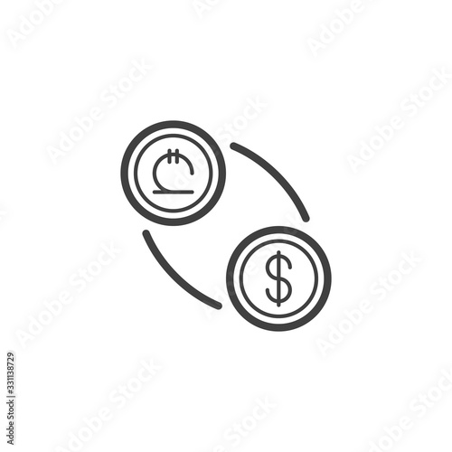 Lari and dollar exchange line icon. linear style sign for mobile concept and web design. US dollar with Georgian lari currency outline vector icon. Symbol, logo illustration. Vector graphics