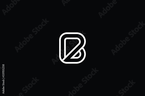 Minimal elegant monogram art logo. Outstanding professional trendy awesome artistic B BB BZ ZB initial based Alphabet icon logo. Premium Business logo White color on black background