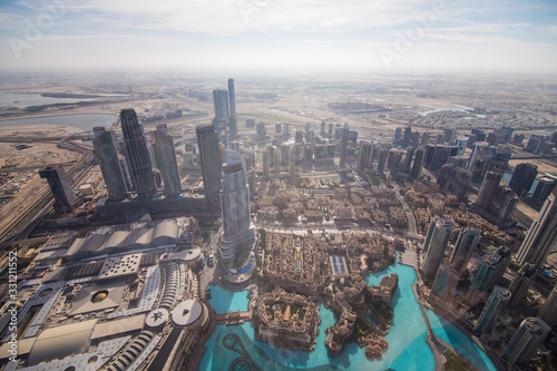 Dubai, UAE - December, 2019: view from Burj khalifa tower, Dubai, United Arab Emirates