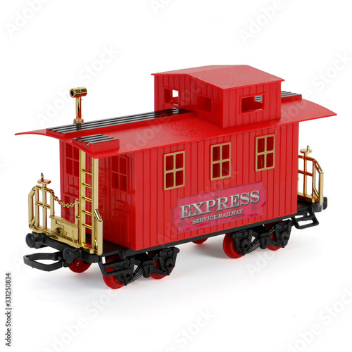 Toy train passenger car isolated on white background 