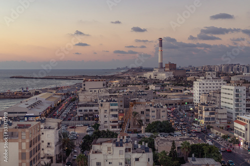 Old Tel Aviv Port Area with Power Station at Dusk