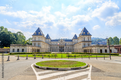 Turin, Italy. Valentino Castle is located in the eponymous park on the banks of the Po River, dating back to the 16th century, The modern look is defined by Cristina di Francia in 1620