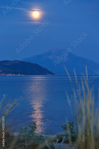 Ful Moon over Mount Atos, Greece