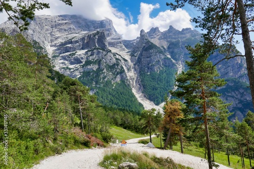 road in mountains, photo as a background , in pasubio mountains, dolomiti, alps, thiene schio vicenza, north italy