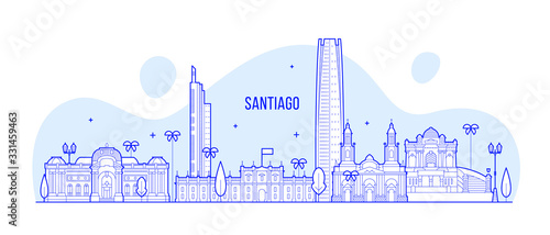 Santiago skyline Chile city buildings vector line