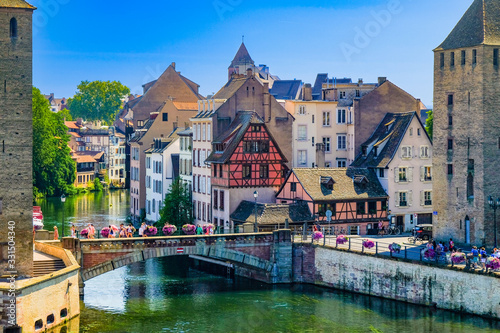 Strasbourg, France, Alsace. The Ill river and the Petite France quarter.