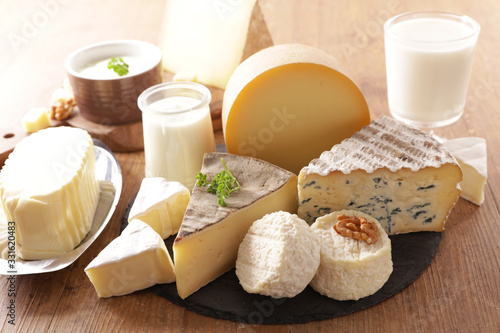 assorted of dairy product- cheese, milk, butter, yogurt