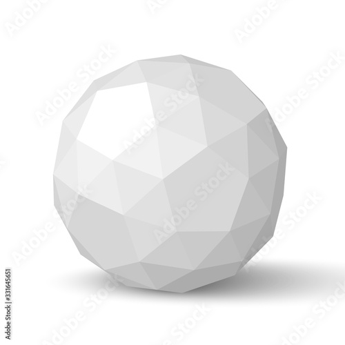 White polyhedron with shadow. Vector illustration.