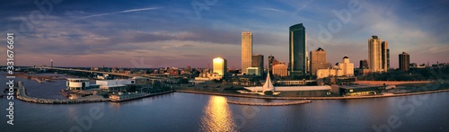 Milwaukee lakefront skyline at sunrise