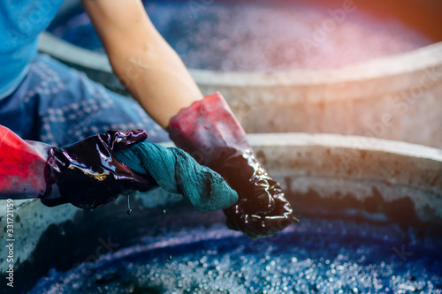 Process of dye fabrics indigo in Thailand.