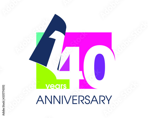 140 years anniversary colored logo isolated on a white background for the celebration of the company. Vector Illustration Design Template