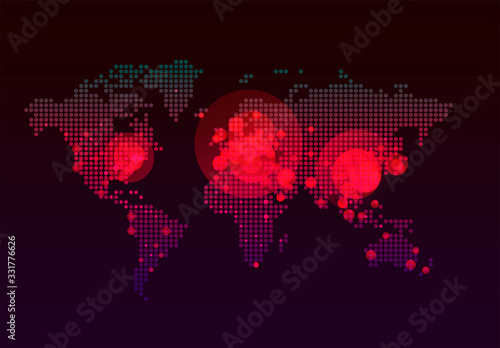 World map Coronavirus (Covid-19). Vector infographic